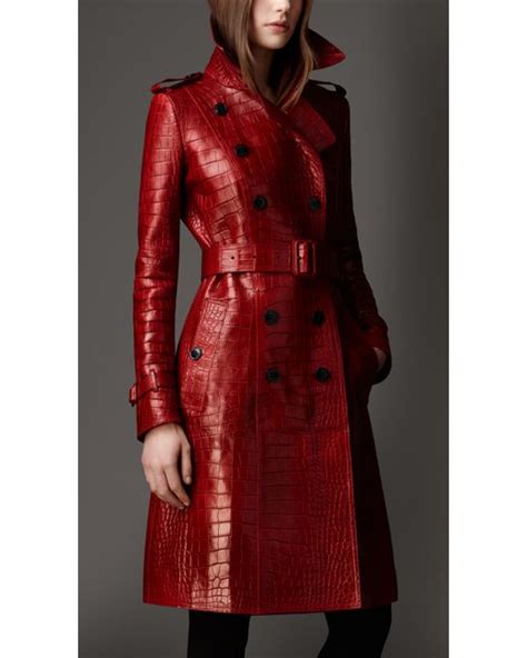 burberry red leather trench|Burberry leather trench coat women's.